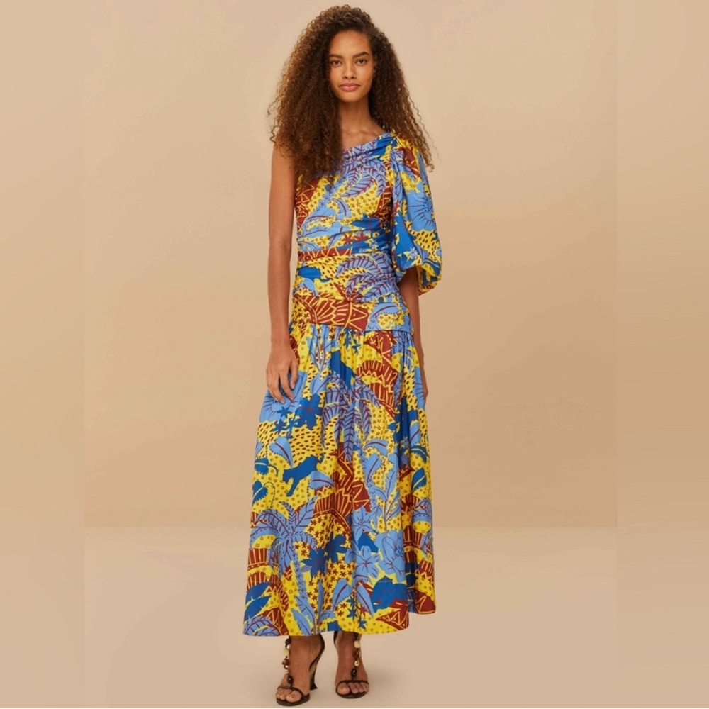 FARM Rio Jungle Panther Dress in Yellow and Red